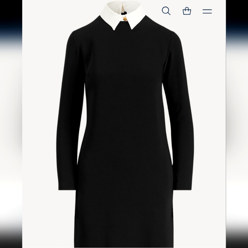 NWT Ralph Lauren Crepe Layered Dress size XXL. Black and White
